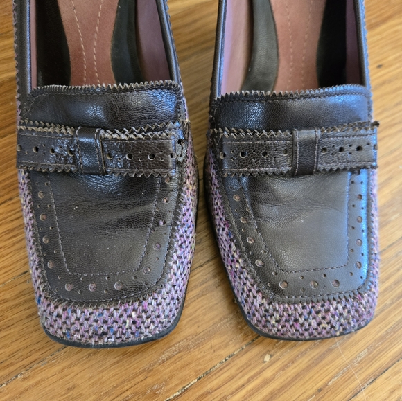 Aerosoles Pink Tweed & Chocolate Leather Heels, Sz 6 - Picture 4 of 8